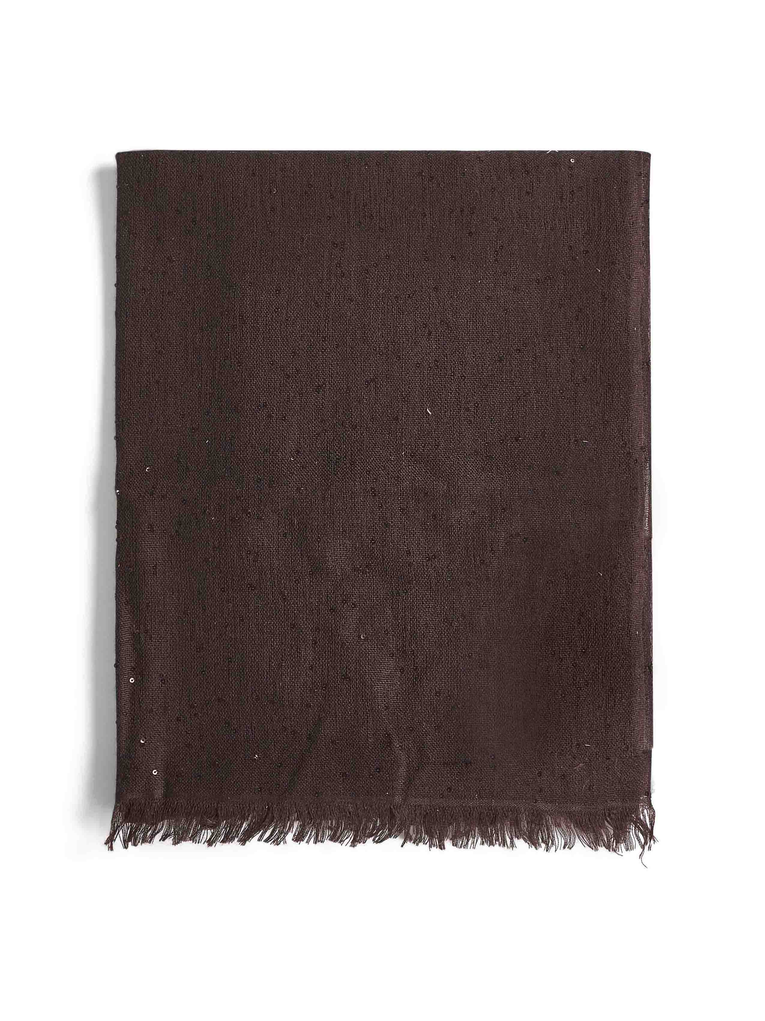 Brunello Cucinelli Women Brown Diamante Cashmere And Silk Scarf