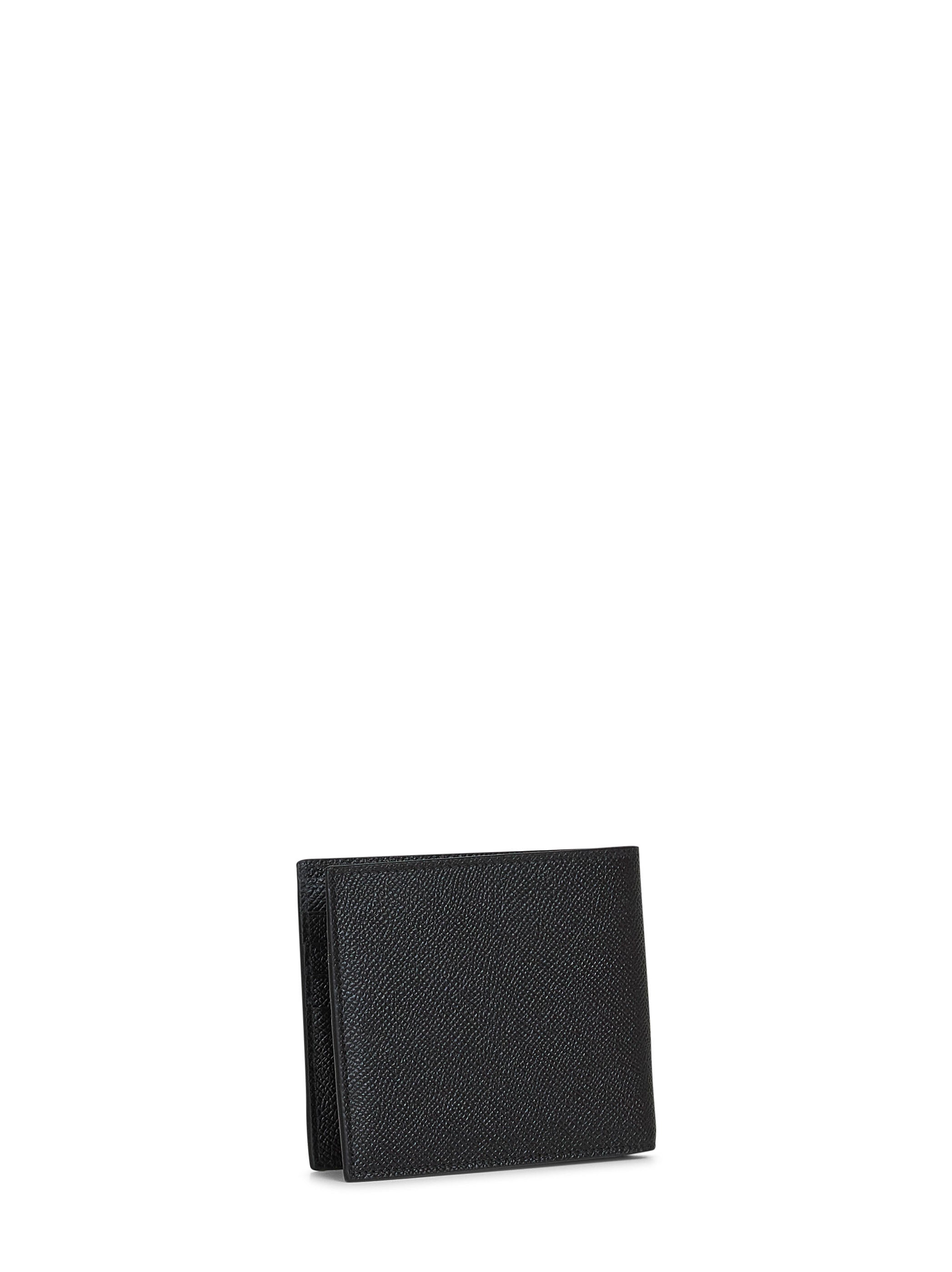 Ferragamo Men Black Hammered Calfskin Gancini Wallet