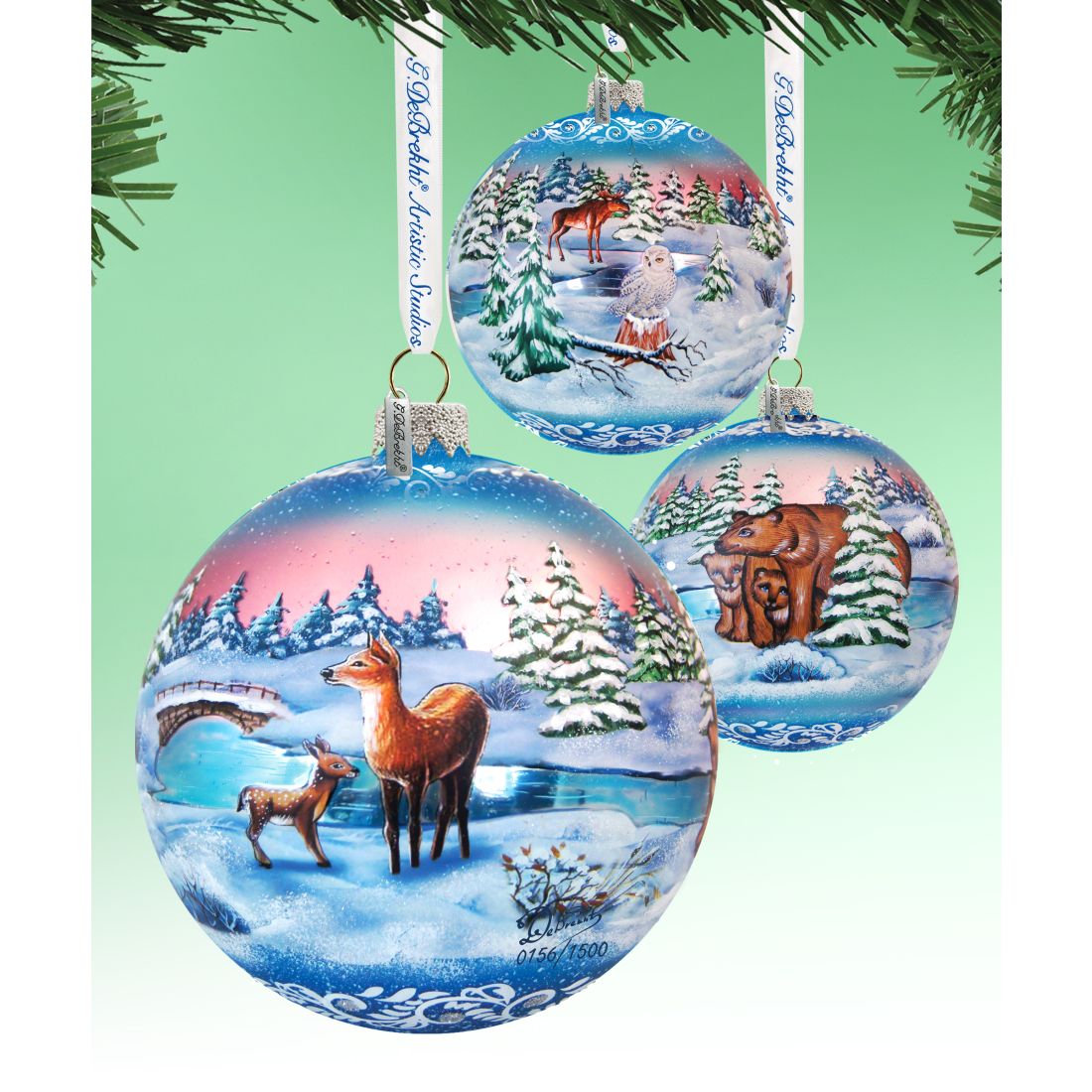 Snowy Night Ball Glass Ornament Limited Edition by G. DeBrekht - Christmas Decor - 73847