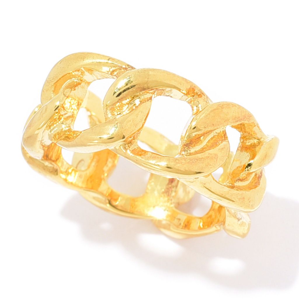 MAYAMAR 24K Gold Plated or Sterling Silver Plated Curb Link Ring by Steals