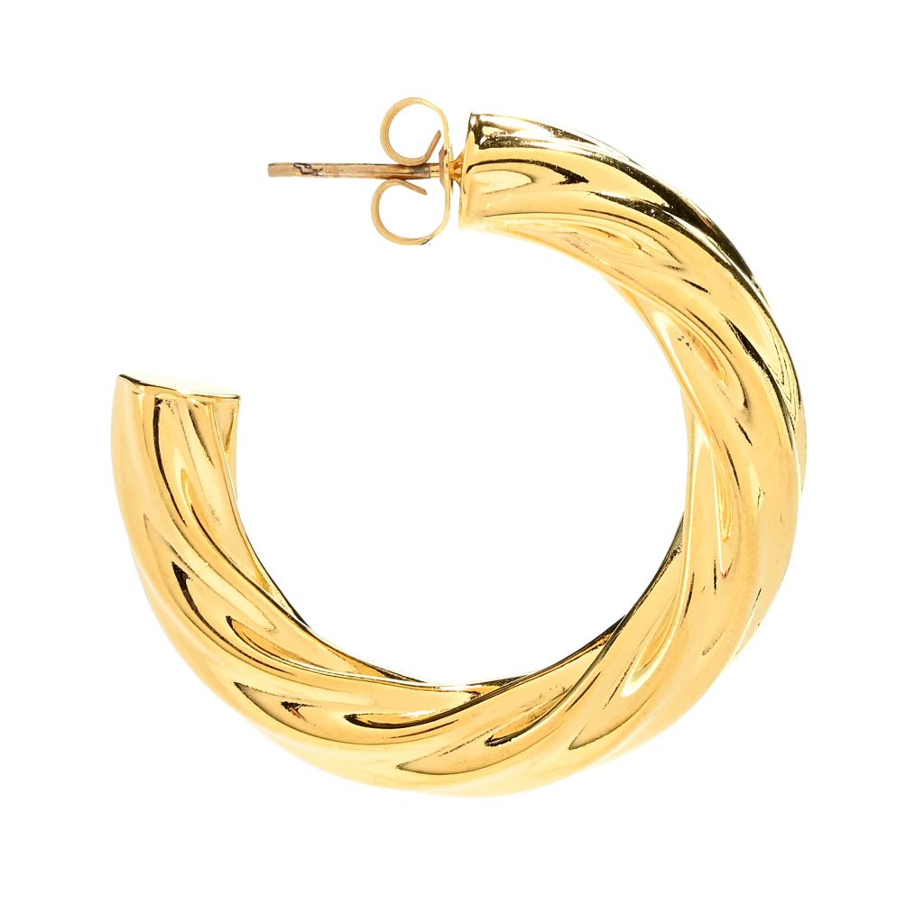 MAYAMAR 24K Gold Plated Bold Twist J-Hoop Earrings by Steals