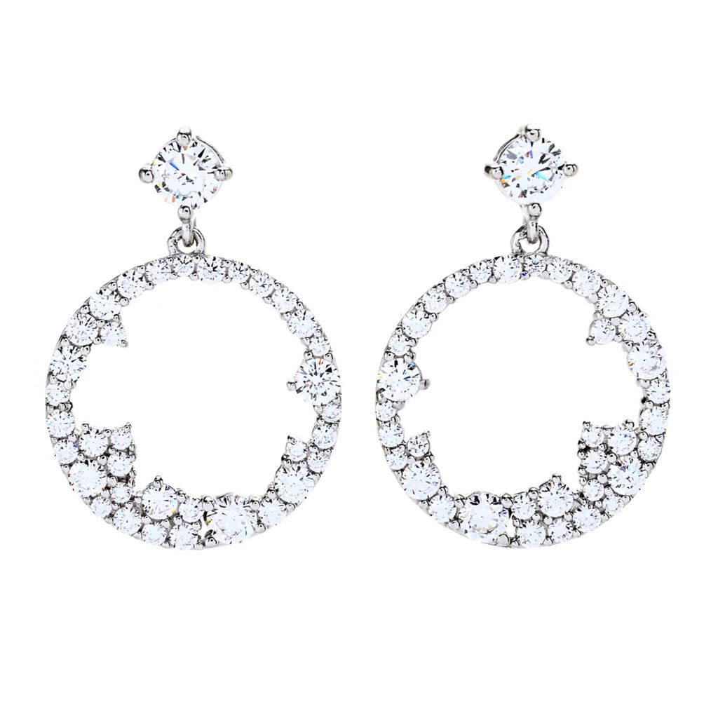 Brilliante 3.13 DEW Scattered Simulated Diamond Open Drop Earrings by Steals