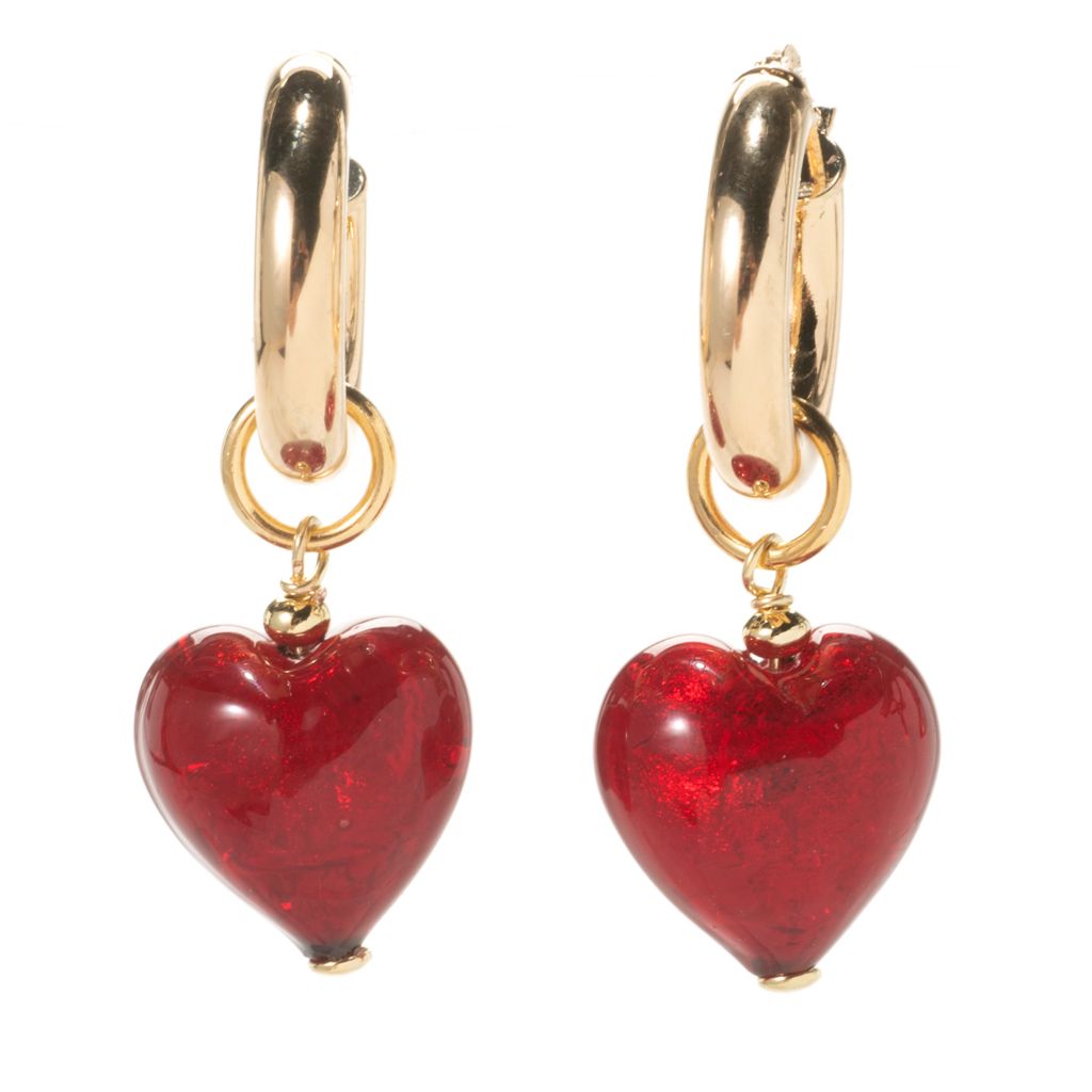 Toscana Italiana 18K Gold Plated Murano Glass Charm Huggie Hoop Earrings by Steals
