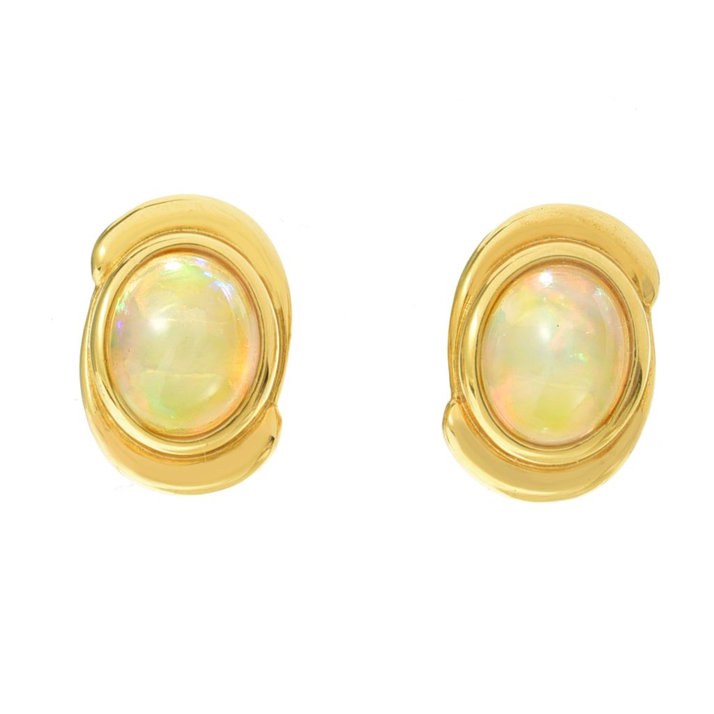 18K Gold Plated 10x8mm Ethiopian Opal Stud Earrings by Steals