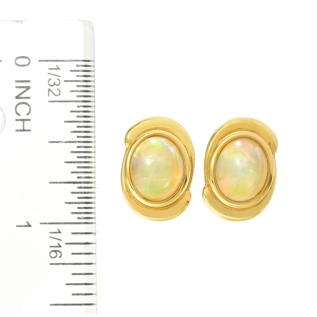 18K Gold Plated 10x8mm Ethiopian Opal Stud Earrings by Steals