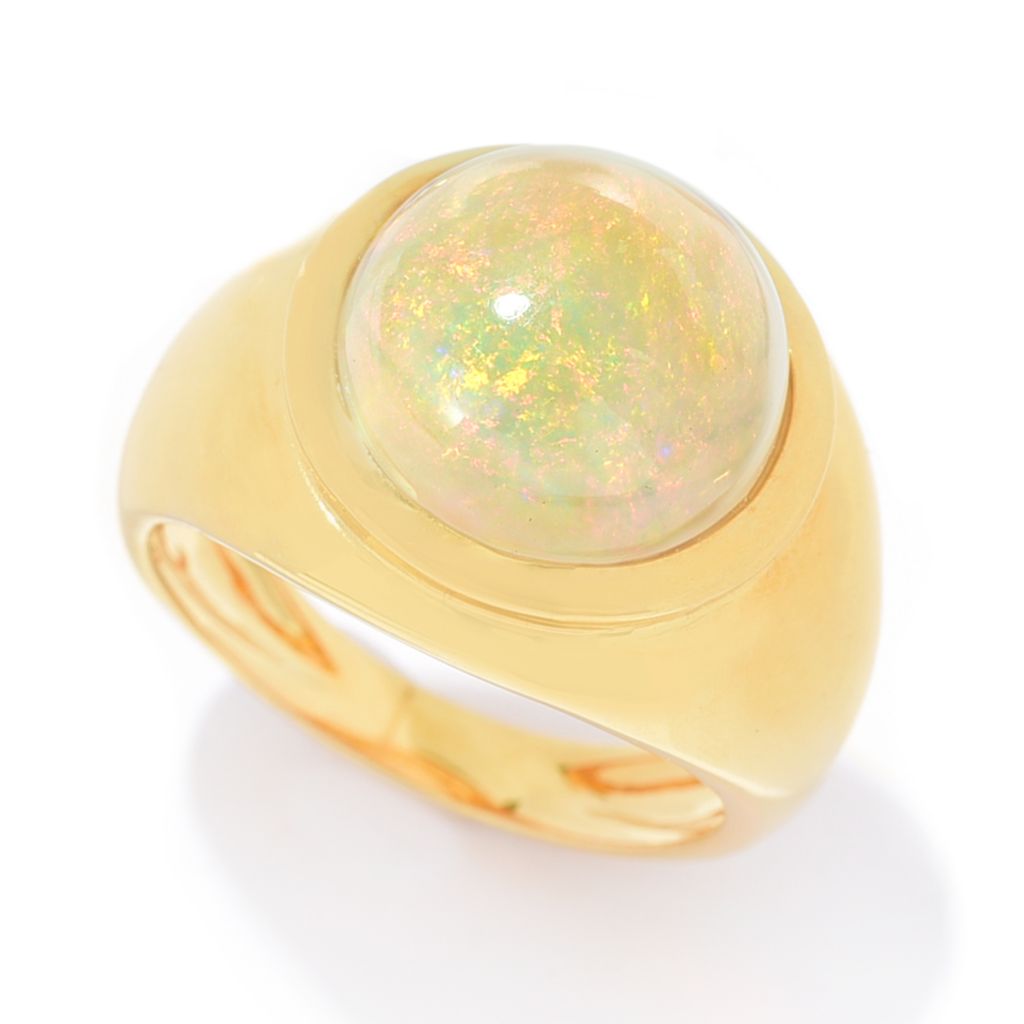 18K Gold Plated 12mm Round Ethiopian Opal Ring by Steals