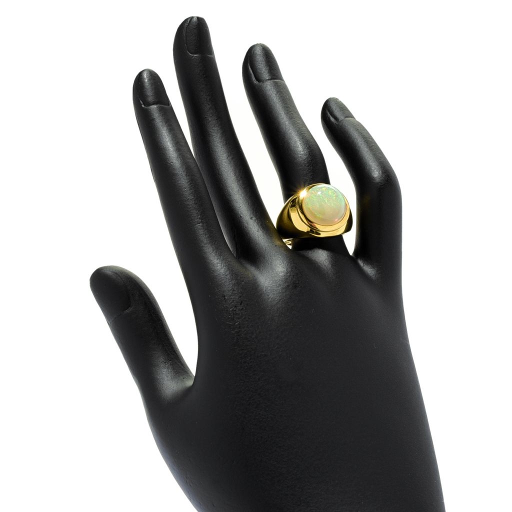 18K Gold Plated 12mm Round Ethiopian Opal Ring by Steals