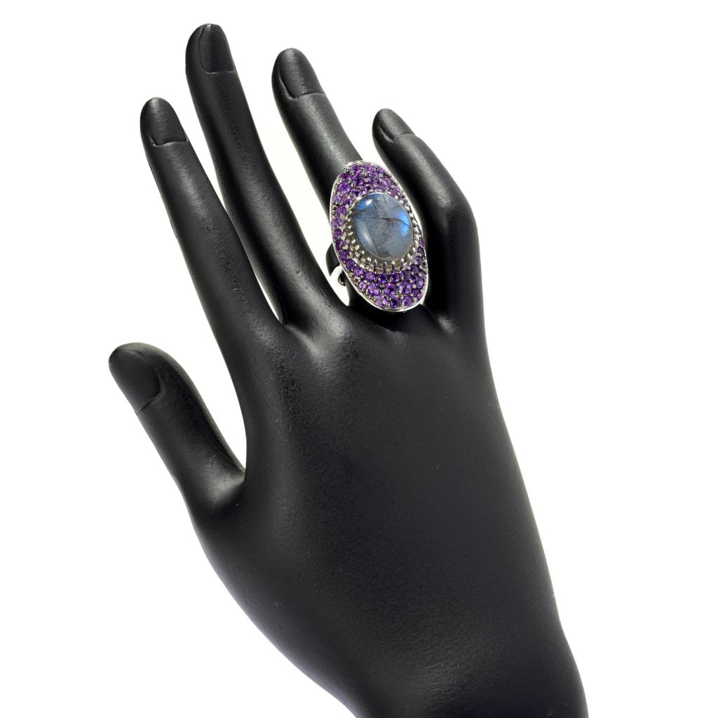 Platinum Plated Choice of 18x14mm Opaque Gem & Pave Statement Ring by Steals