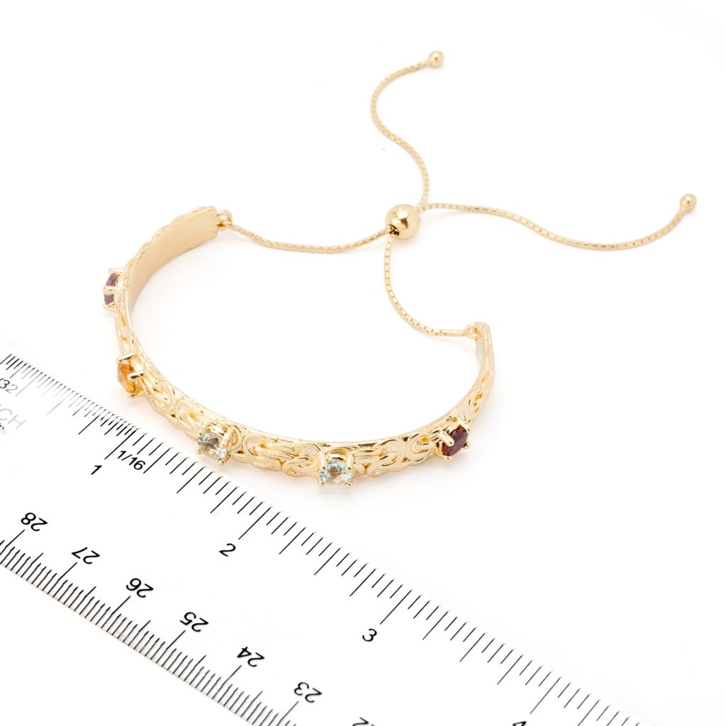 Donna Gemma 2.18ctw Multi Gem Adjustable Slide Byzantine Bolo Bracelet by Steals