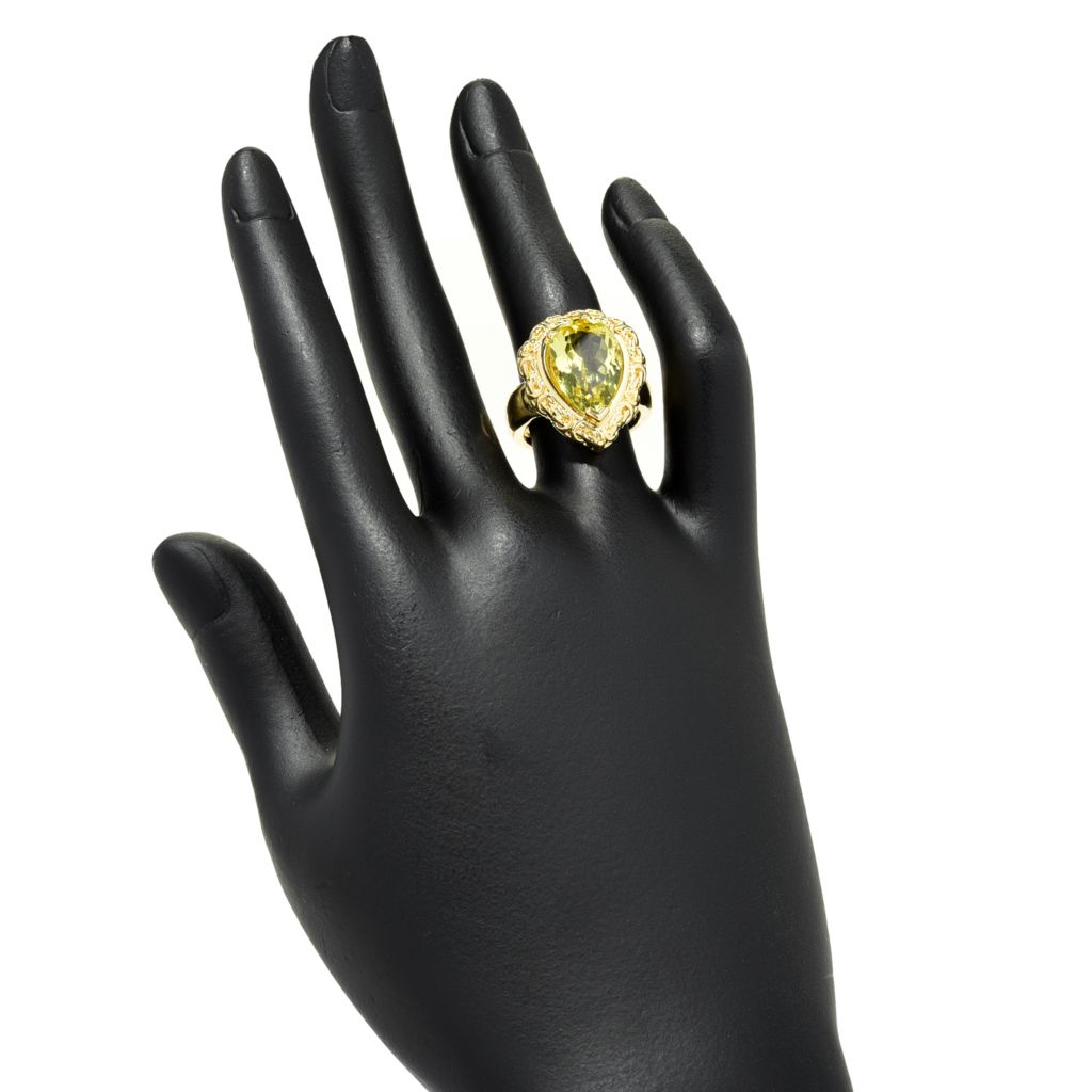 Donna Gemma 18K Gold Plated Choice of 15x10mm Gemstone Byzantine Ring by Steals