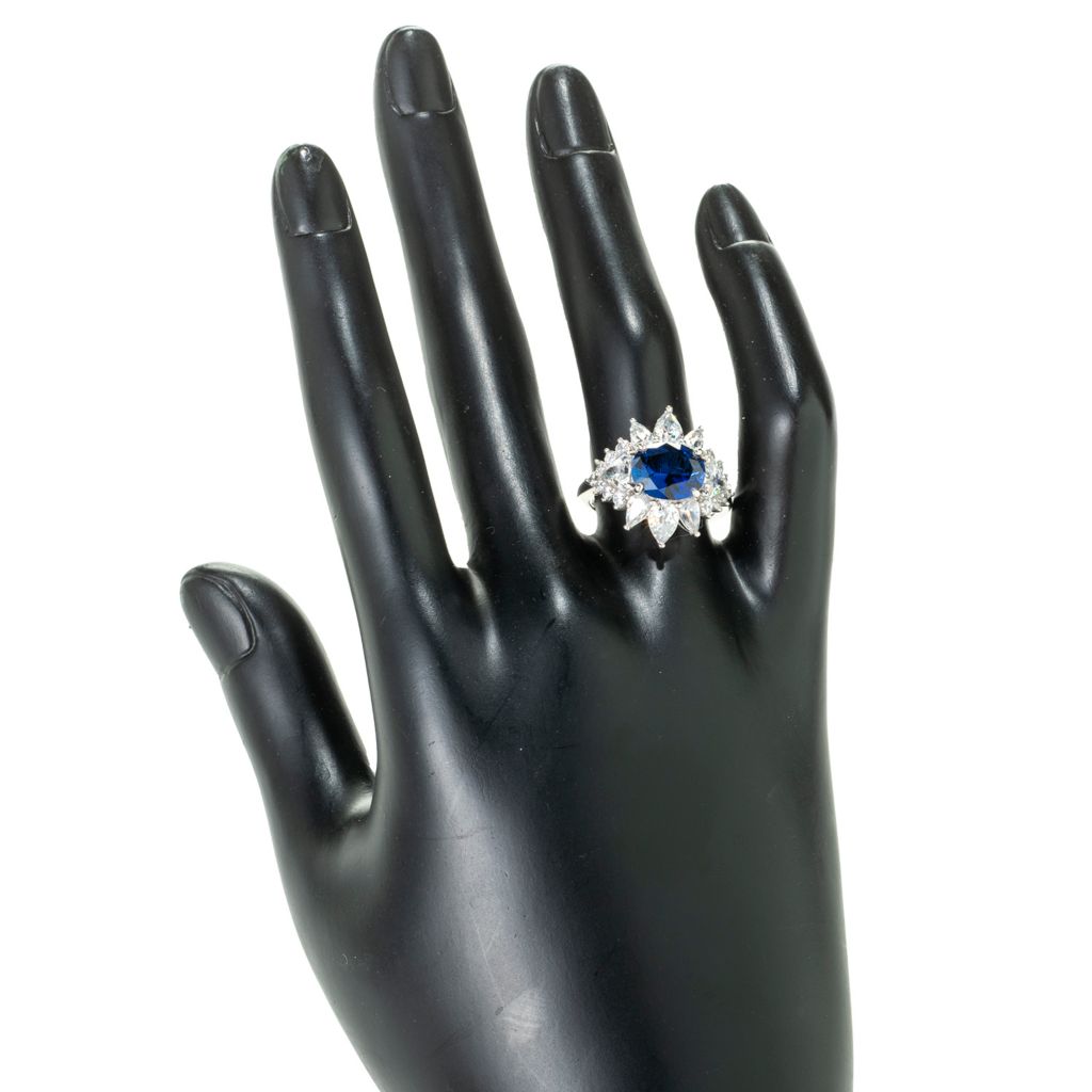 Brilliante Simulated Blue Sapphire & Diamond East-West Ring by Steals