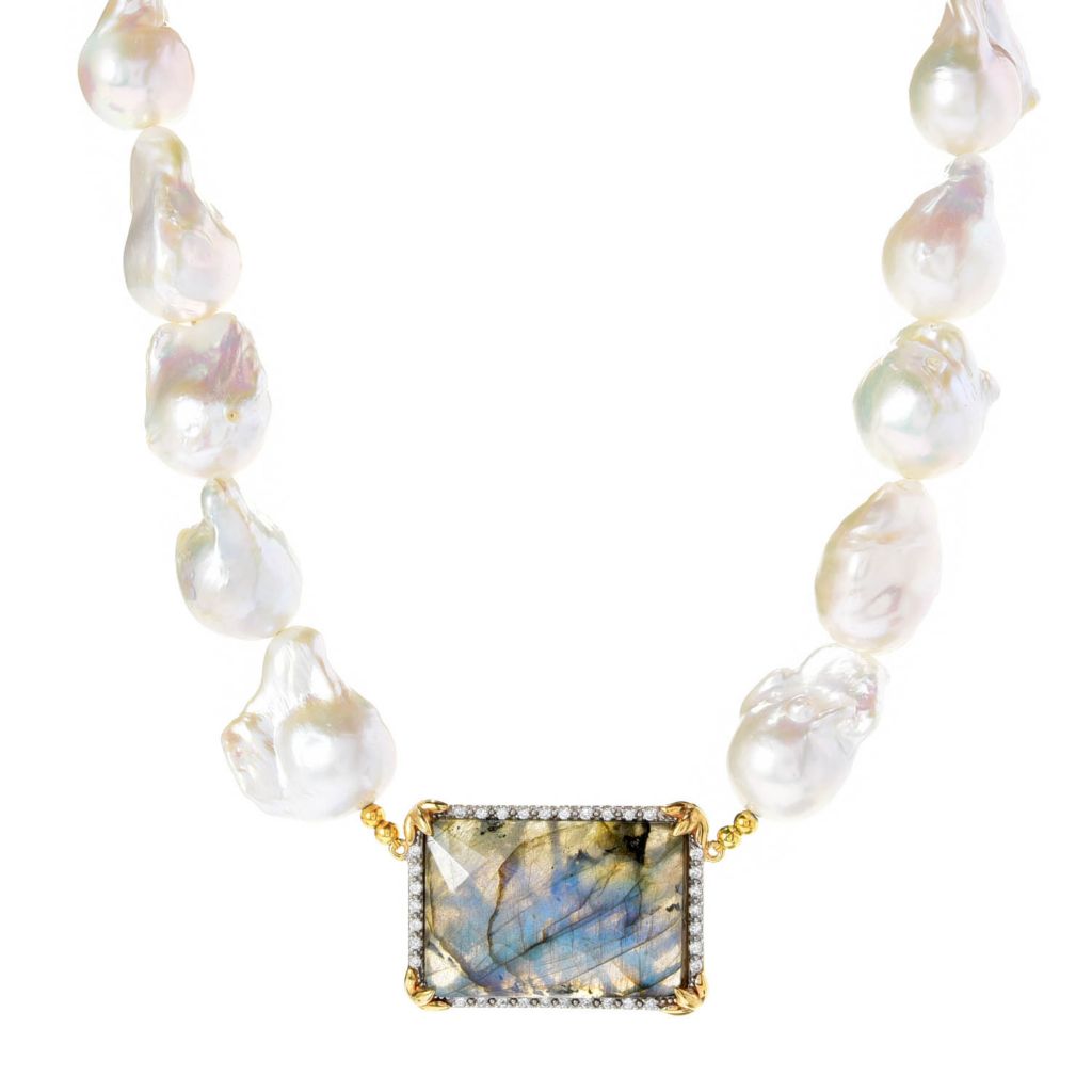 Victoria Wieck 18K Gold Plated Choice of Opaque Gem & Baroque Pearl Necklace by Steals