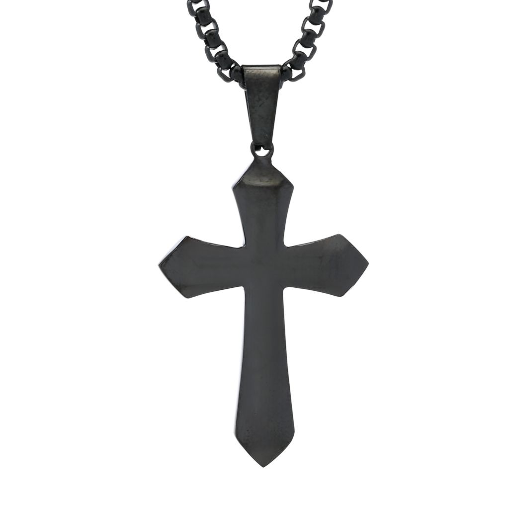 Invicta Jewelry Men's Stainless Steel Cross Pendant w/ Chain by Steals