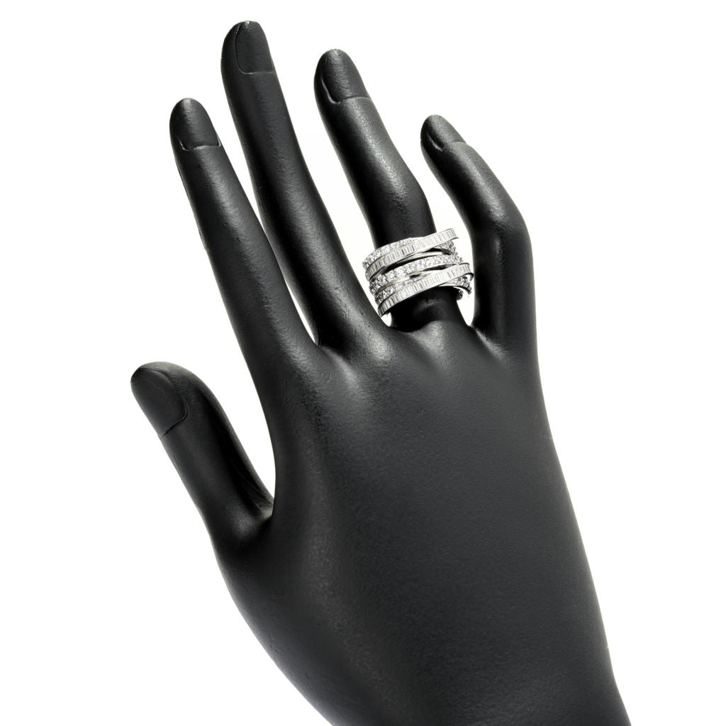 Brilliante Platinum Plated 2.28 DEW Simulated Diamond 5-Row Highway Ring by Steals