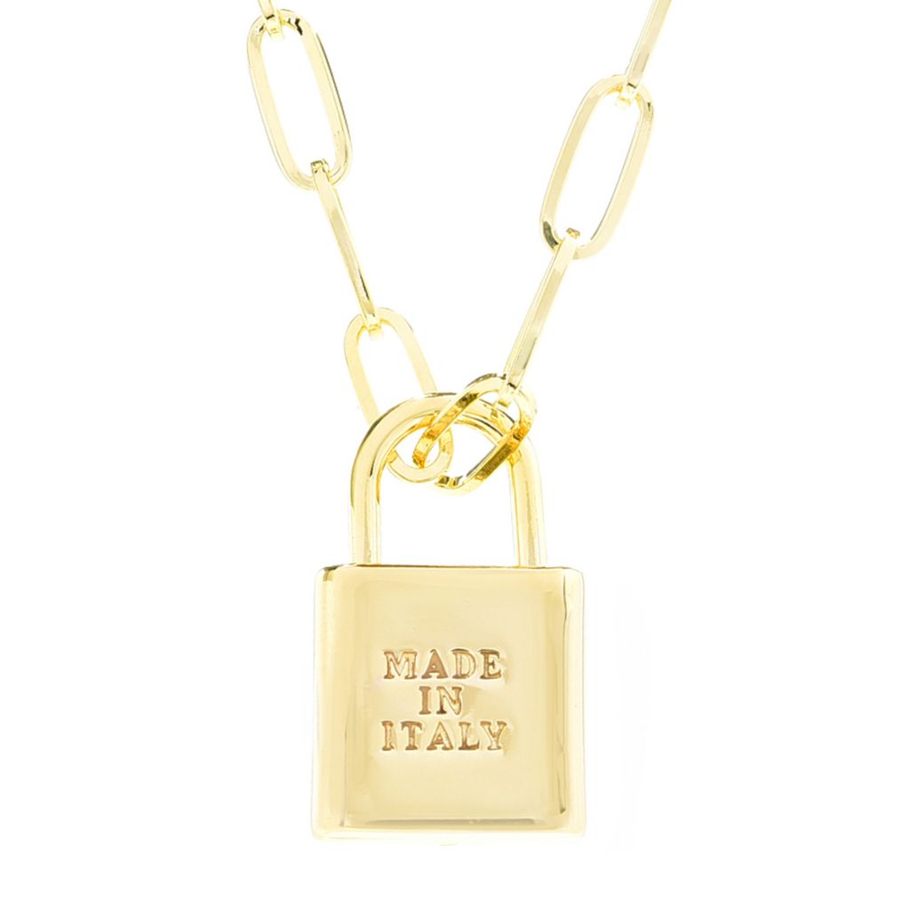 Toscana Italiana Reversible Initial Padlock Pendant w/ Paperclip Chain by Steals