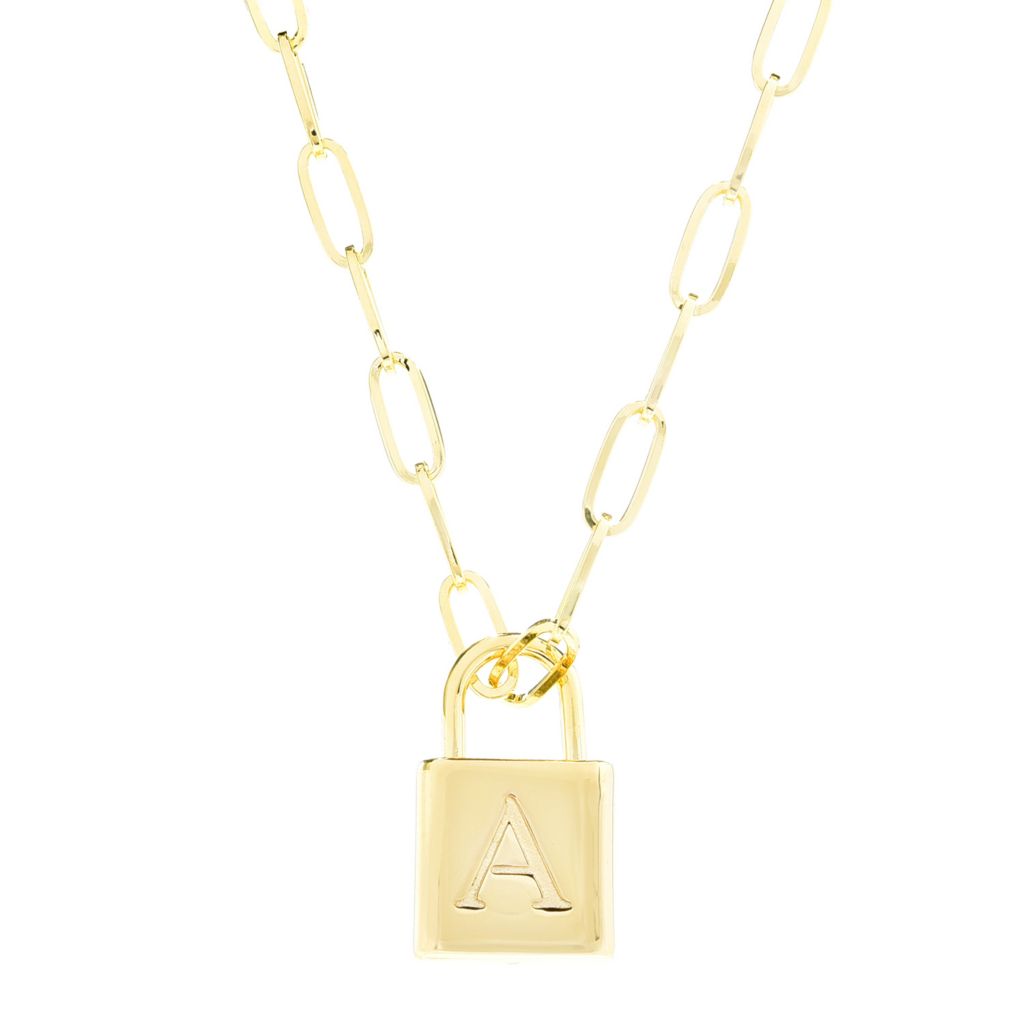 Toscana Italiana Reversible Initial Padlock Pendant w/ Paperclip Chain by Steals
