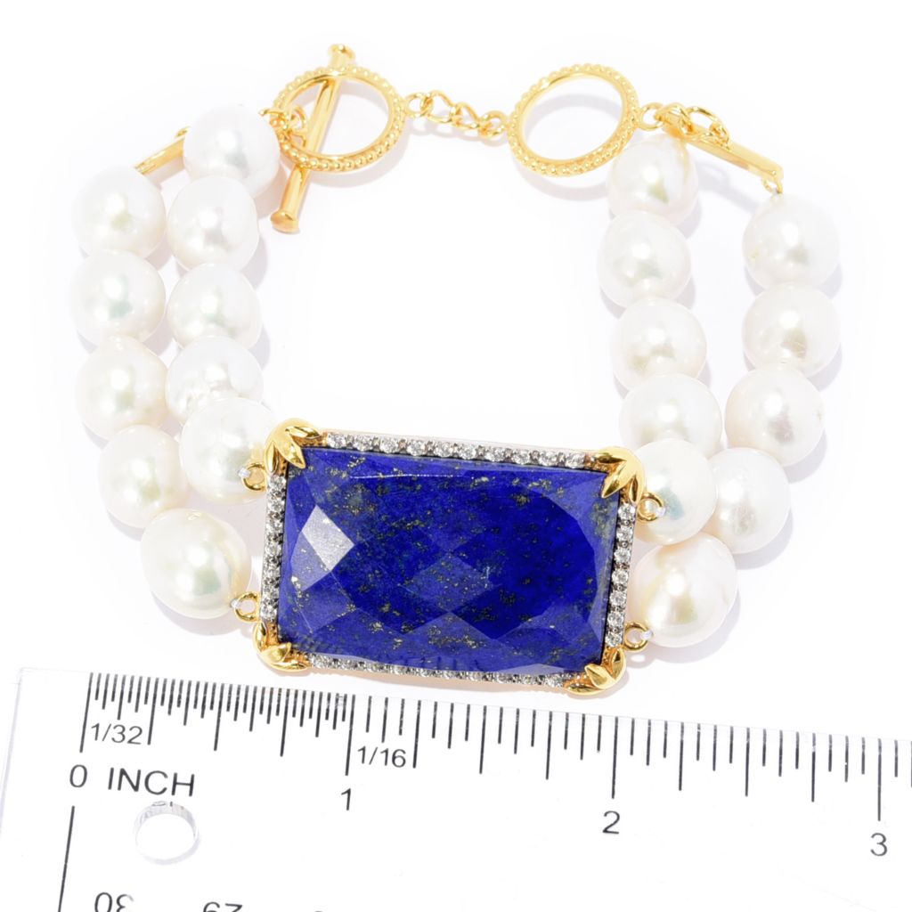 18K Gold Plated Choice of Opaque Gem & Baroque Pearl Bracelet by Steals