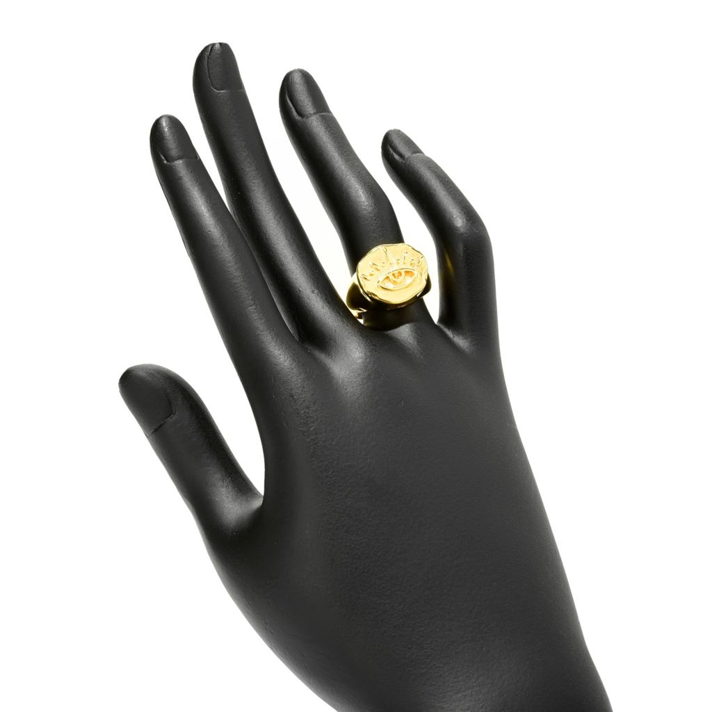 MAYAMAR 24K Gold Plated Polished Evil Eye Signet Style Ring by Steals