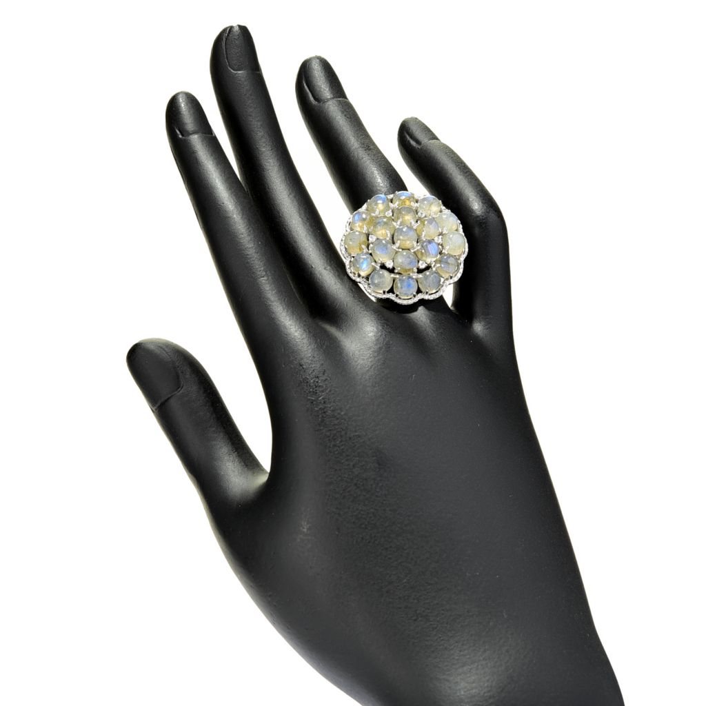 Platinum Plated Choice of Gemstone & White Zircon Bauble Ring by Steals