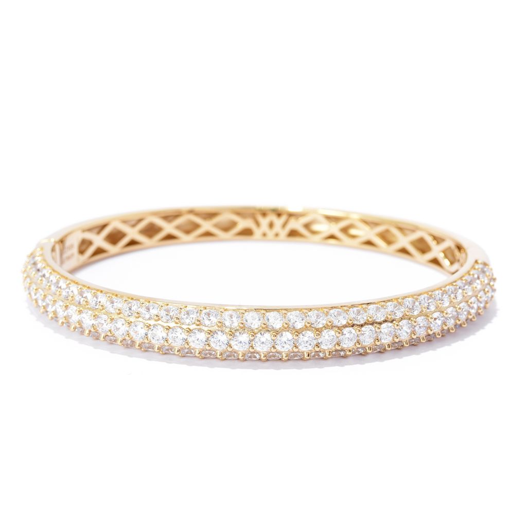 Brilliante 6.79 DEW Simulated Pave Diamond Hinged Bangle Bracelet by Steals