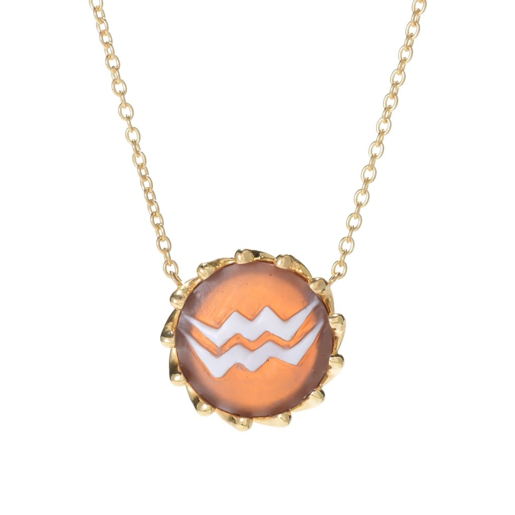 Cameo Italiano 18K Gold Plated Choice of Zodiac 15mm Shell Cameo Necklace by Steals