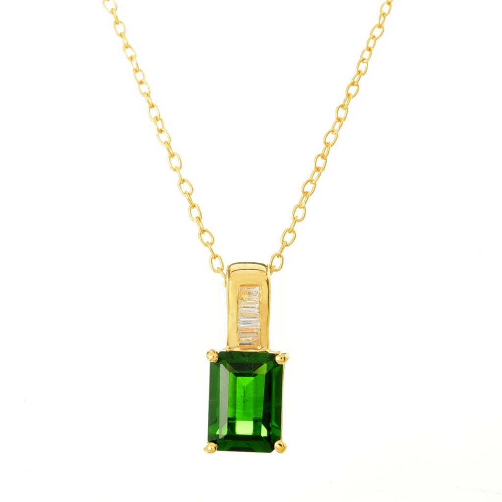 Gem Treasures 18K Vermeil 2.14ctw Chrome Diopside & White Zircon Pendant by Steals