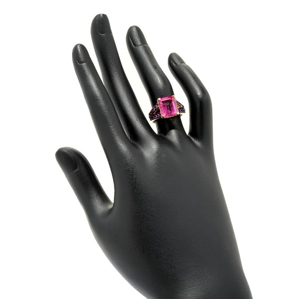 18K Gold Plated Choice of 11x9mm Octagon Gemstone Split Shank Ring by Steals
