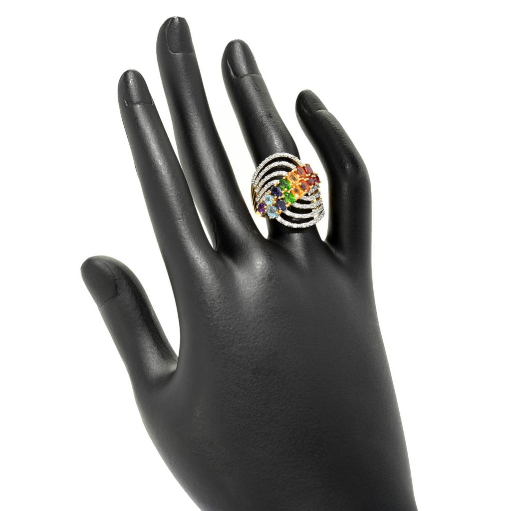 Gem Treasures 2.98ctw Multi Gem & White Zircon Multi Row Wave Ring by Steals