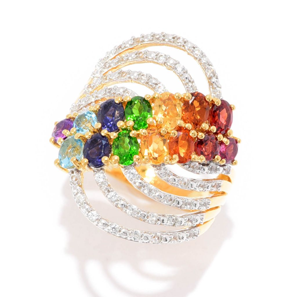 Gem Treasures 2.98ctw Multi Gem & White Zircon Multi Row Wave Ring by Steals