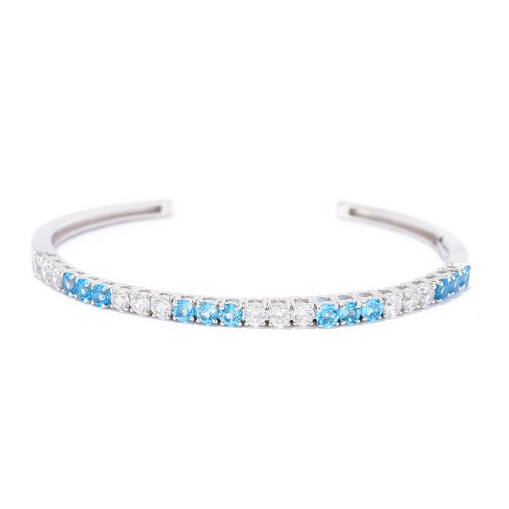 Gem Treasures Choice of Gem & White Zircon Cuff Bangle Bracelet by Steals