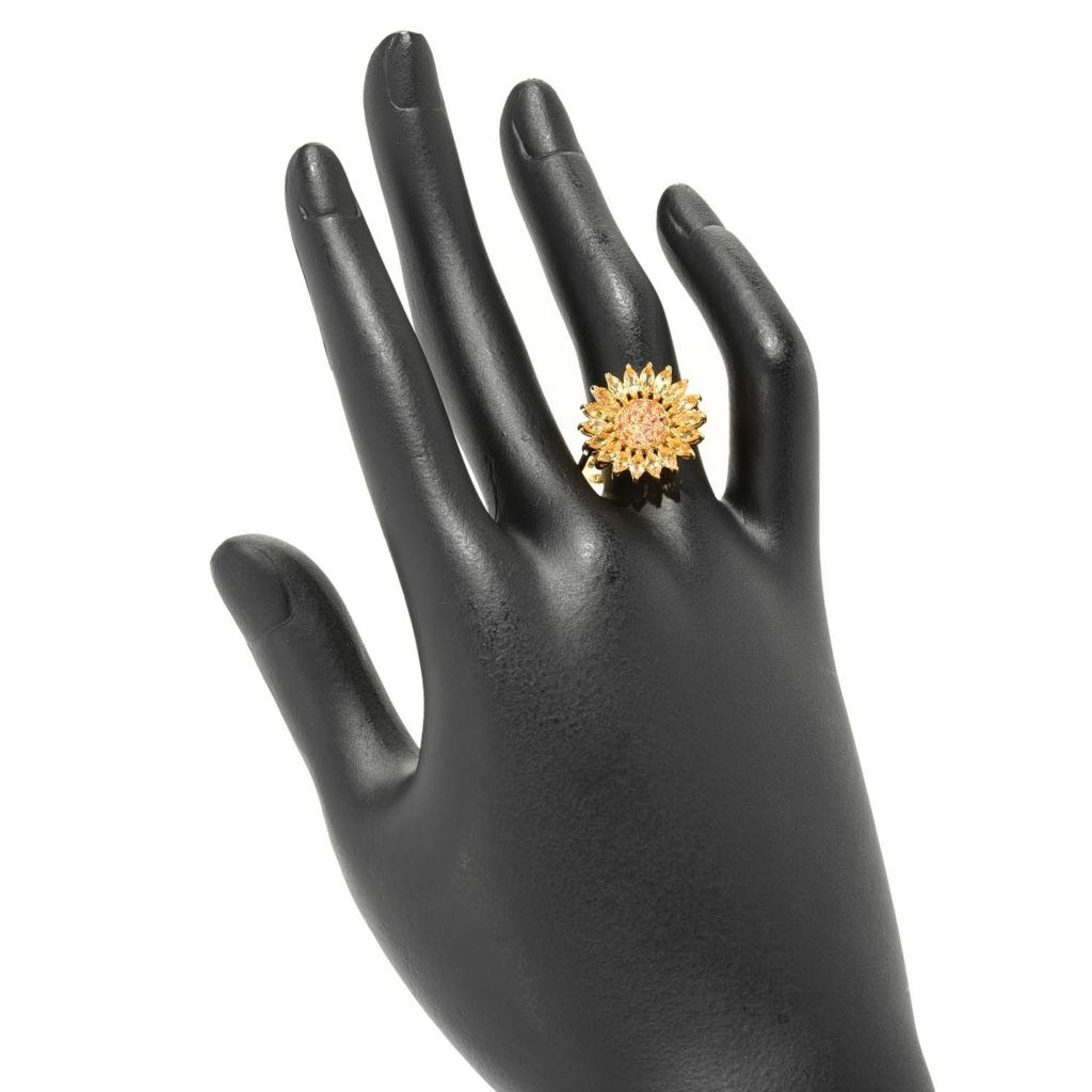 Gem Treasures 18K Vermeil 1.80ctw Citrine & Orange Sapphire Sunflower Ring by Steals