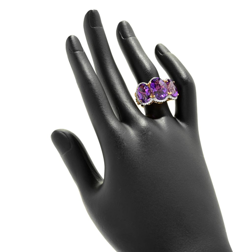 Gem Treasures 12.30ctw African Amethyst & White Zircon Cocktail Ring by Steals