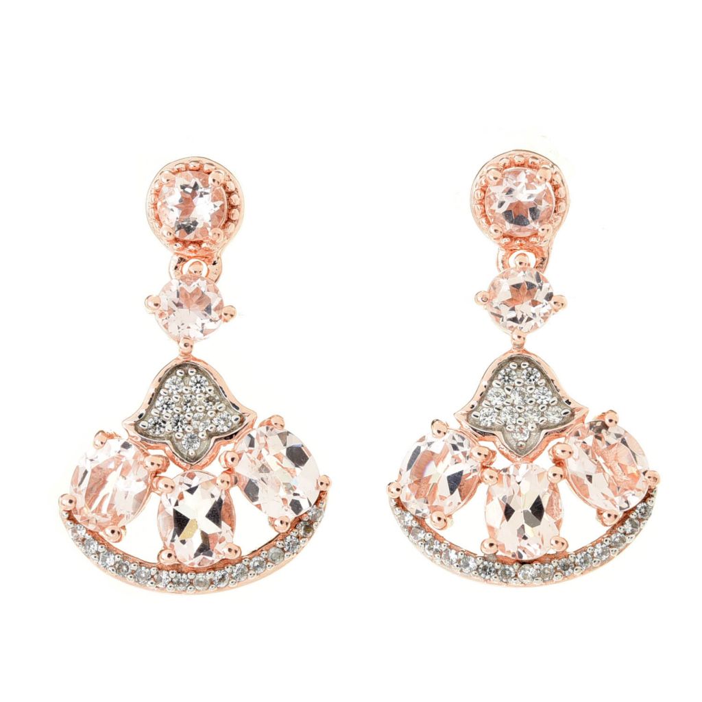 Gem Treasures 2.97ctw Morganite & Zircon Fan Cluster Earrings by Steals