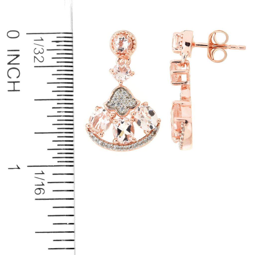 Gem Treasures 2.97ctw Morganite & Zircon Fan Cluster Earrings by Steals