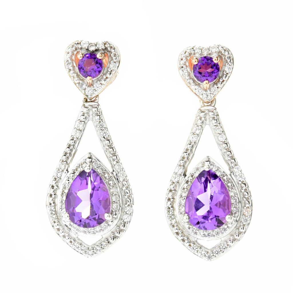 Gem Treasures 2.68ctw Pink & African Amethyst & White Zircon Earrings by Steals