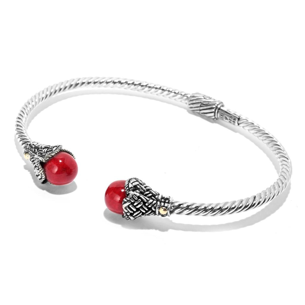 Artisan Silver by Samuel B. Choice of Gem Twisted Cable Cuff Bracelet by Steals