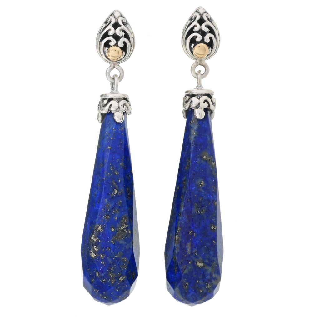 Artisan Silver by Samuel B. Choice of 30x8mm Gemstone Drop Earrings by Steals