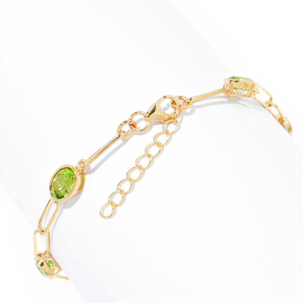 18K Gold Plated 7x5mm Oval Arizona Peridot Choice of Size Paperclip Bracelet by Steals
