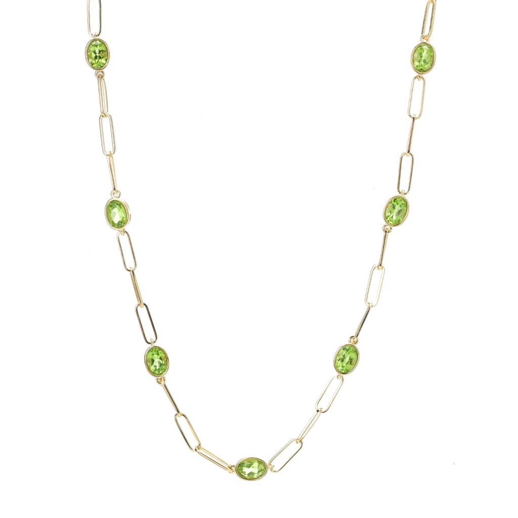 18K Gold Plated Choice of Length Arizona Peridot Paperclip Link Necklace by Steals