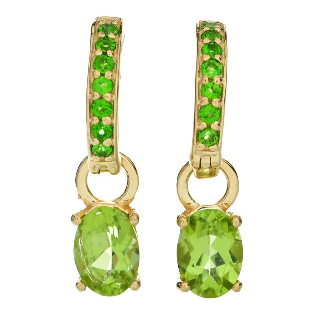 18K Gold Plated 1.82ctw Arizona Peridot & Chrome Diopside Charm Earrings by Steals