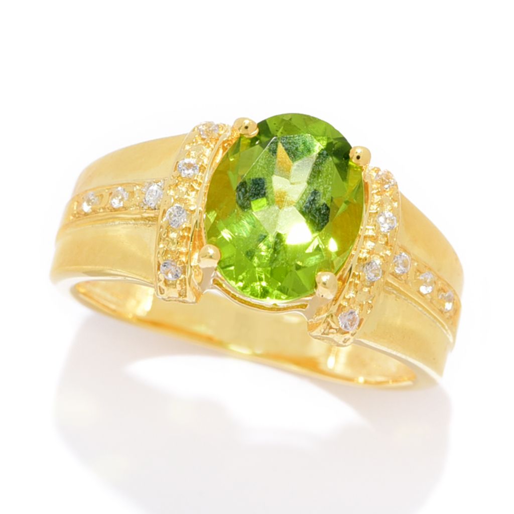 18K Gold Plated 1.94ctw Arizona Peridot & White Zircon Ring by Steals