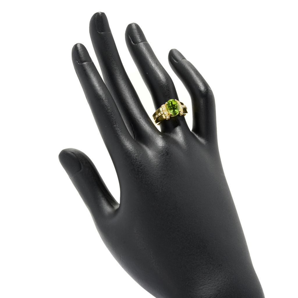18K Gold Plated 1.94ctw Arizona Peridot & White Zircon Ring by Steals