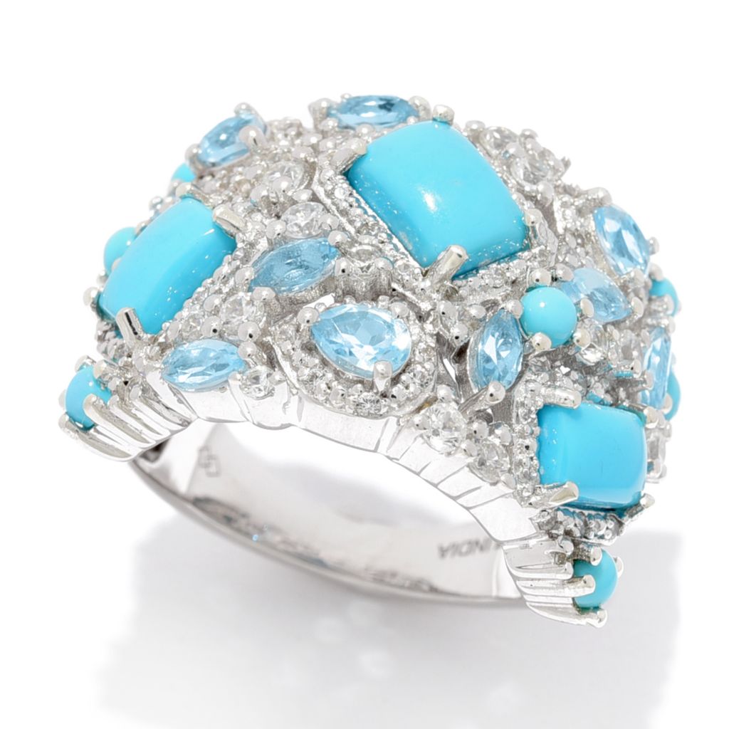 Gem Treasures Sleeping Beauty Turquoise, Topaz & Zircon Ring by Steals