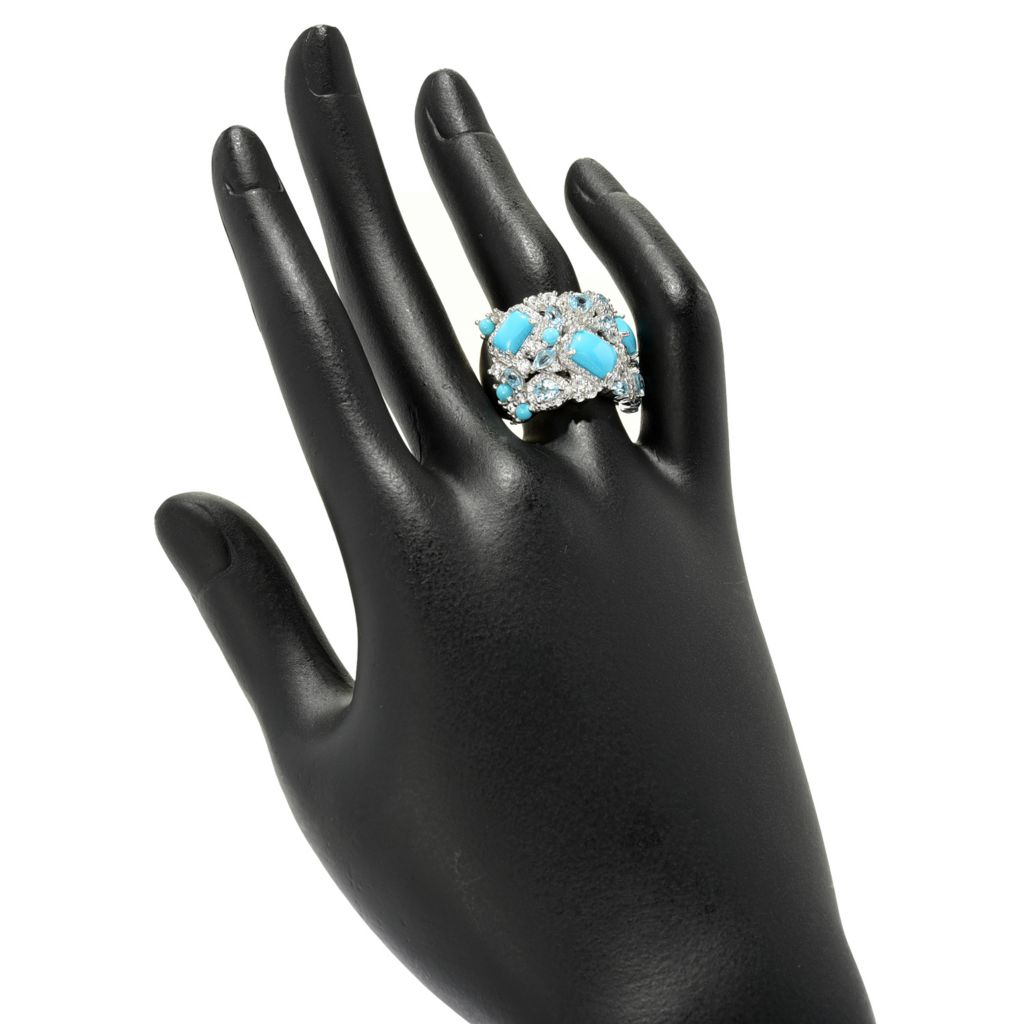 Gem Treasures Sleeping Beauty Turquoise, Topaz & Zircon Ring by Steals