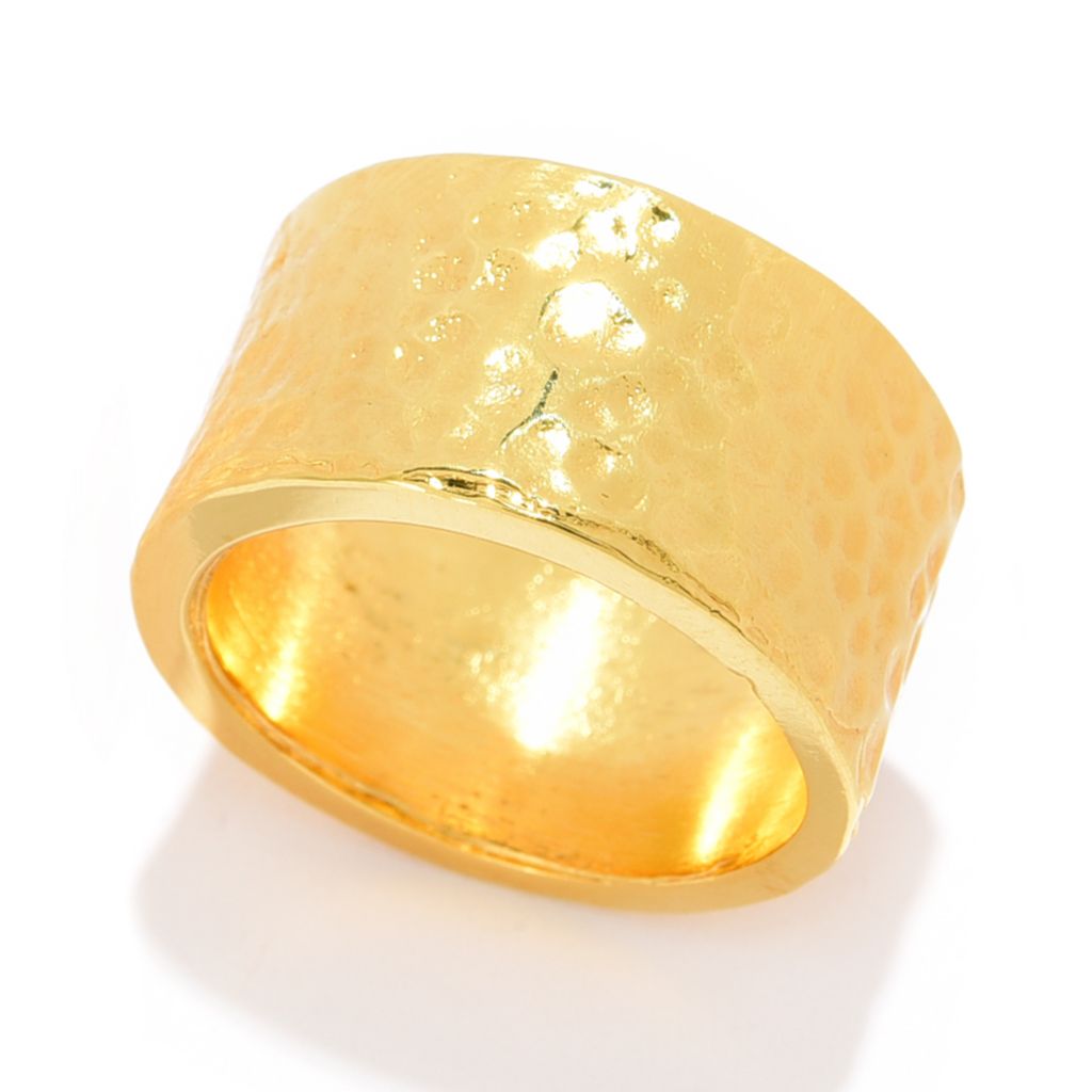MAYAMAR 24K Gold Plated Hammered Wide Band Ring by Steals