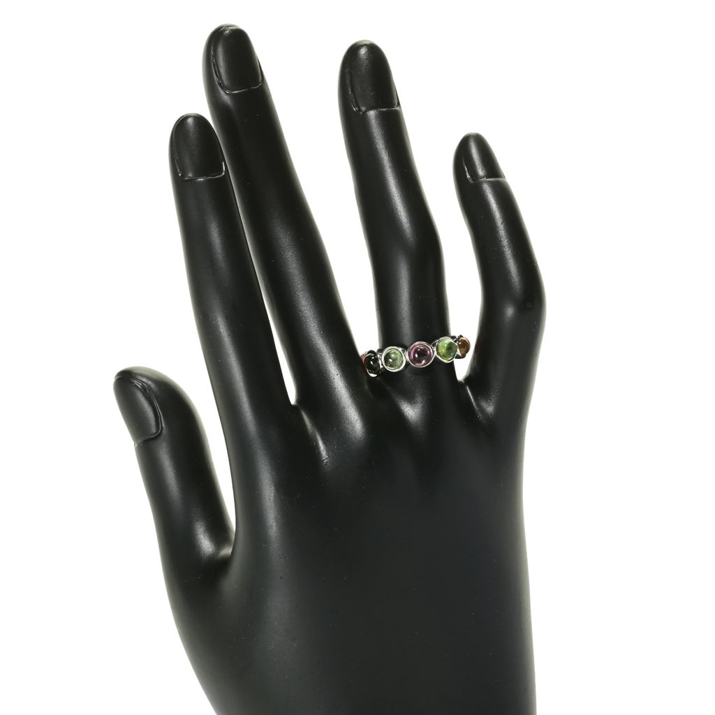 Platinum Plated 3.84ctw Multi Tourmaline Eternity Band Ring by Steals