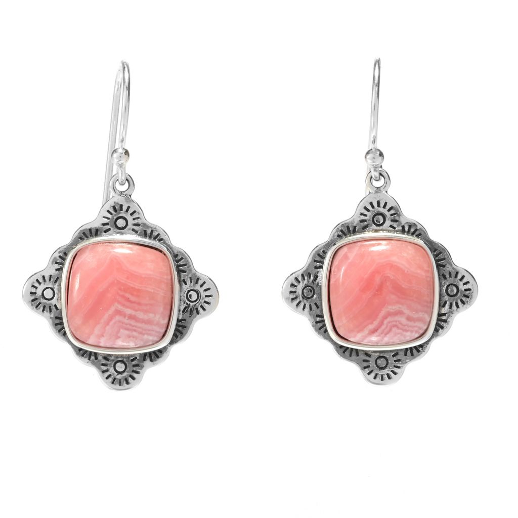 Southwest Elements Sterling Silver 10mm Rhodochrosite Drop Earrings by Steals