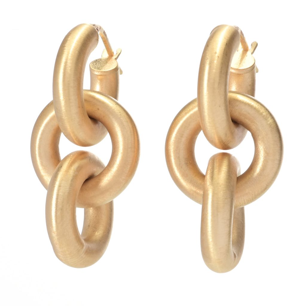 Toscana Italiana 18K Gold Plated Setosa Rolo Triple Link Earrings by Steals