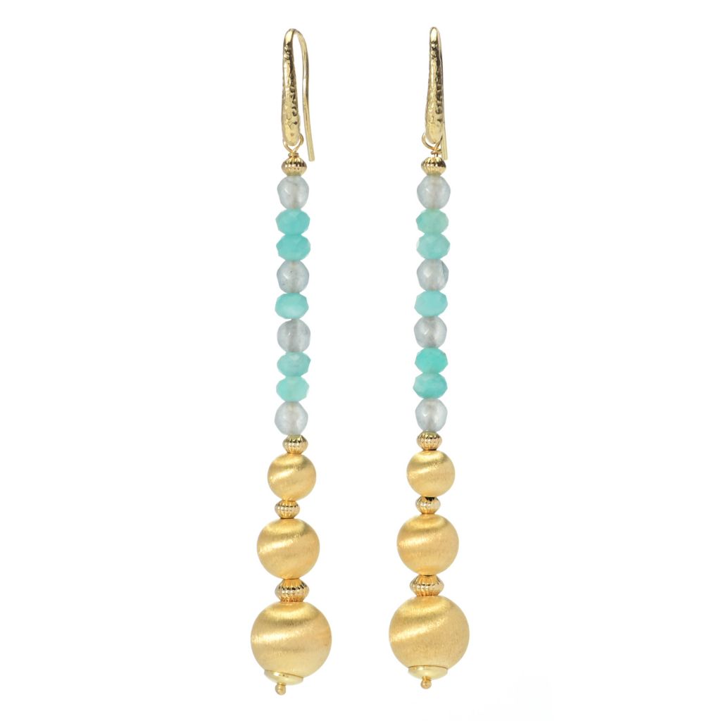 Toscana Italiana 18K Gold Plated Gemstone & Setosa Bead Drop Earrings by Steals