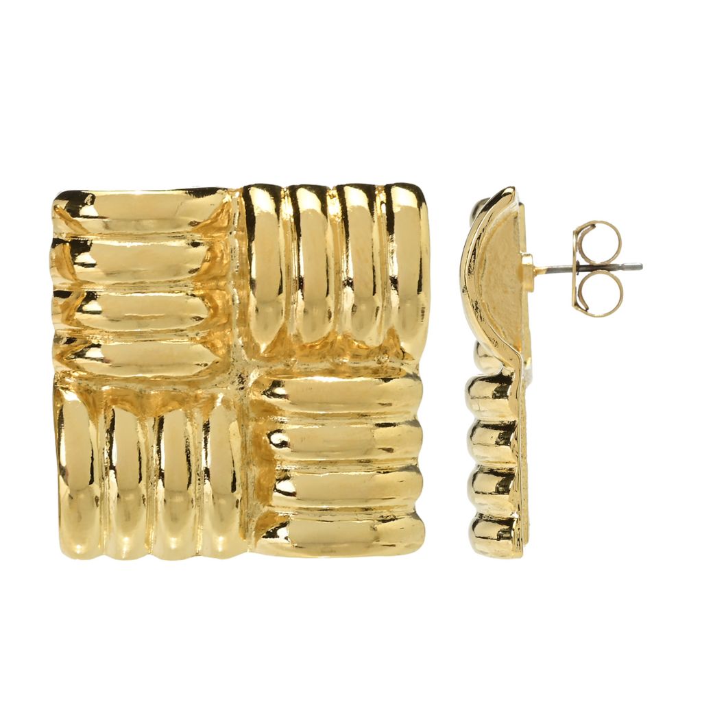 MAYAMAR 24K Gold Plated Handcrafted Vintage Look Square Earrings by Steals